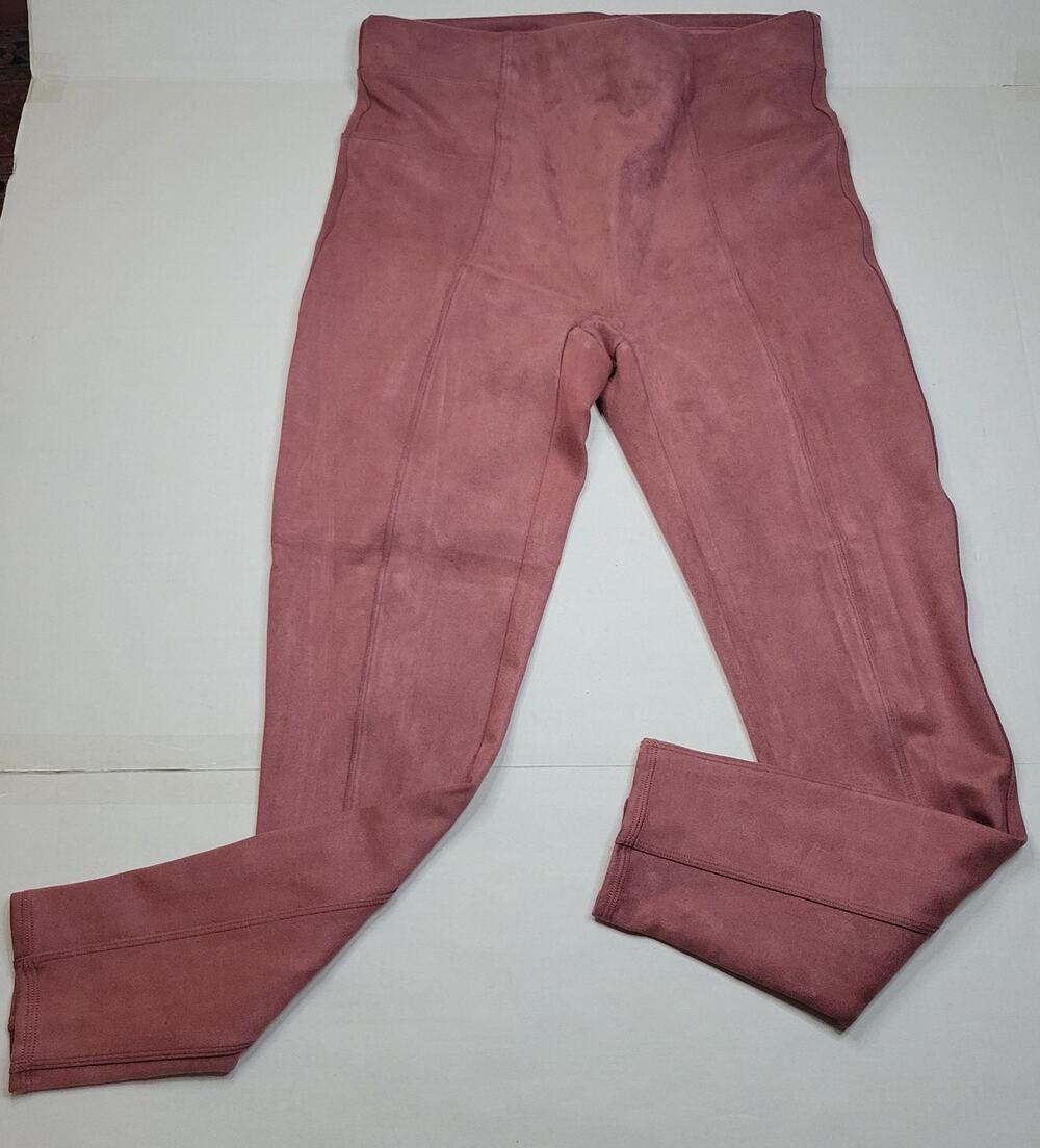 Spanx Faux Suede Leggings Rich Rose Tan Slimming Control HIgh Waisted Size XL
